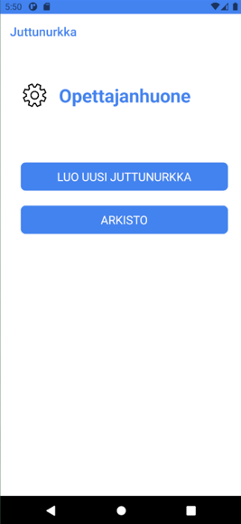 Opettajanhuone page of Juttunurkka app